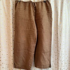 Eileen Fisher brown handkerchief linen crops